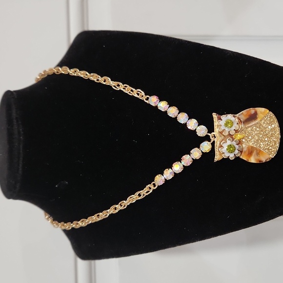 🔹️ BETSEY JOHNSON 🔹️Owl Pendant Statement 16" Necklace ✨️🦉 - Picture 6 of 9